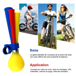 Vélo Original Avertisseur Coloré Pour Vélo En Forme De Trompe Trois Cornes -Sonnettes et klaxons pour vélo Soldes avertisseur colore pour velo en forme de trompe trois cornes 2