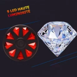 Funecobikes Eclairage DIAMANT Vélo 9 LED Haute Luminosité -Sonnettes et klaxons pour vélo Soldes eclairage diamant velo 9 led haute luminosite 4