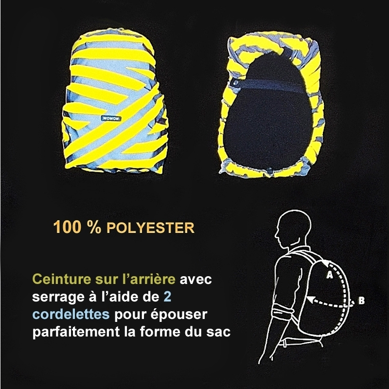 WOWOW Housse De Sac à Dos Réfléchissante Et étanche Jaune 2 WOWOW Housse De Sac à Dos Réfléchissante Et étanche Jaune – Image 2