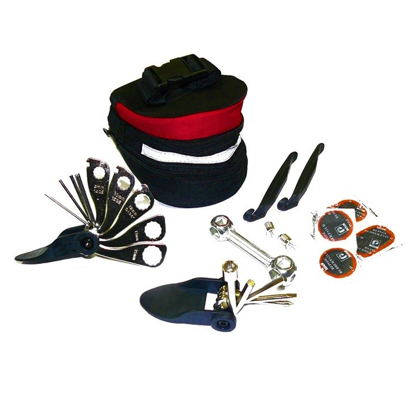 Maxxus Kit Réparation Chambre Air Et Outils Vélo Dans Sacoche De Selle 1 Maxxus Kit Réparation Chambre Air Et Outils Vélo Dans Sacoche De Selle