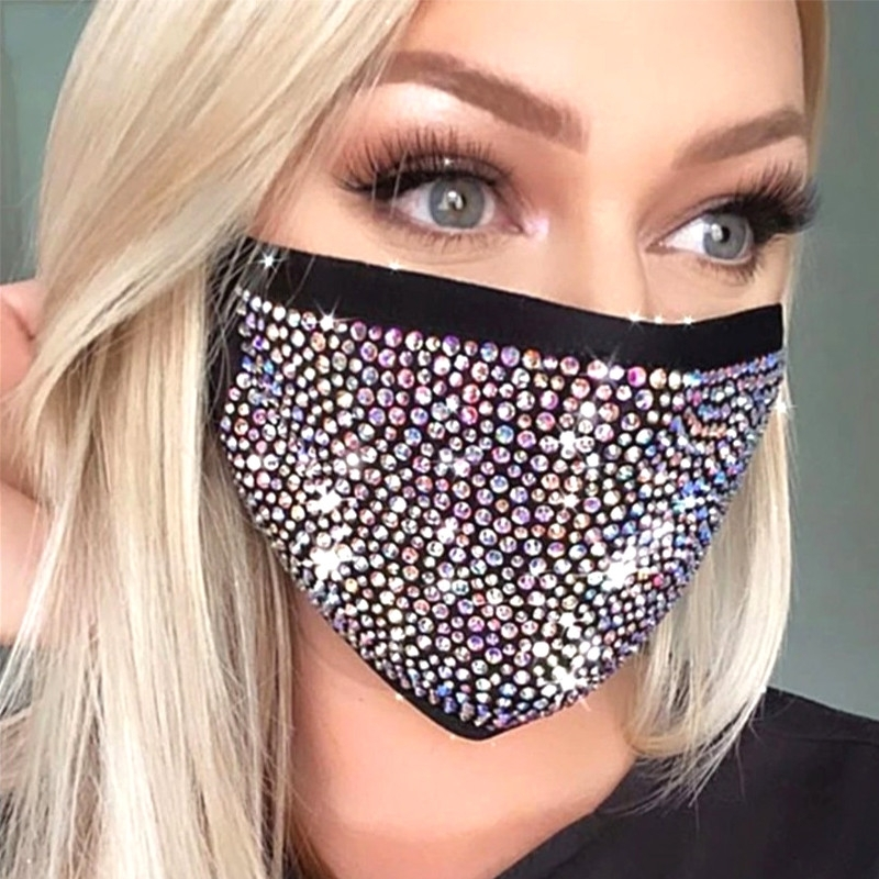 Masque Strass Et Paillettes Pour Femme à Vélo 1 Masque Strass Et Paillettes Pour Femme à Vélo
