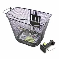 BASIL Panier Avant Noir + Support Metal Clipsable Sur Potence
