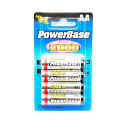 Funecobikes Piles Rechargeables PowerBase AA R6 Ni-MH 2000 MAh - Par 4